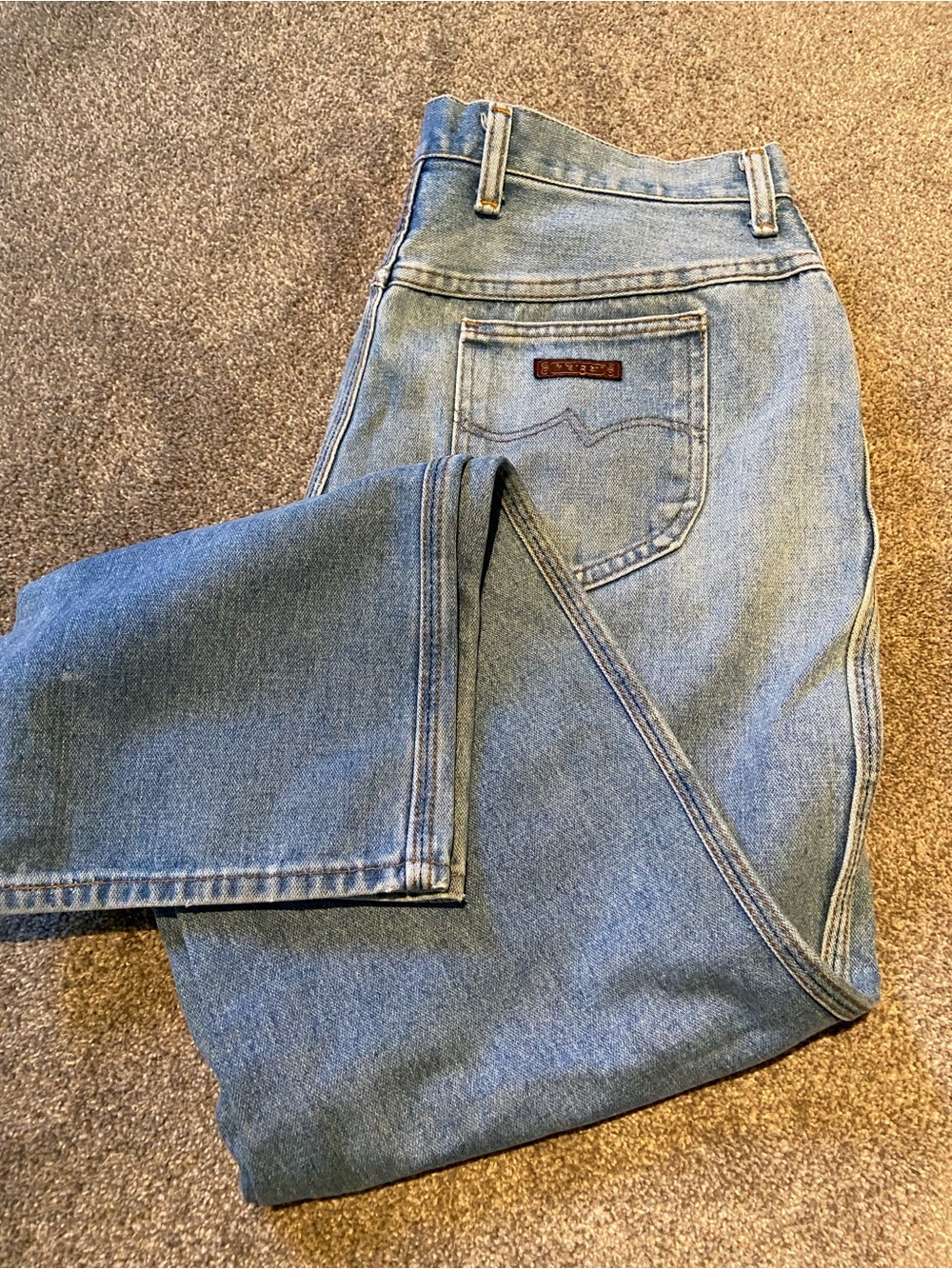 Vintage 70s Wrangler Light Blue Denim Jeans with contrast stitching